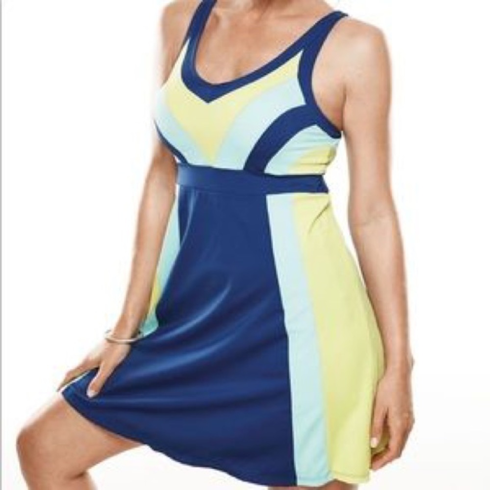 NWOT Neon Swim Dress Adjustable Modest built bra